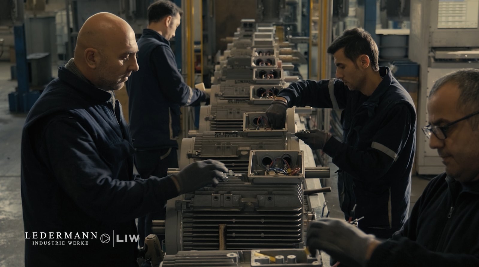 Industrial electric motor in production